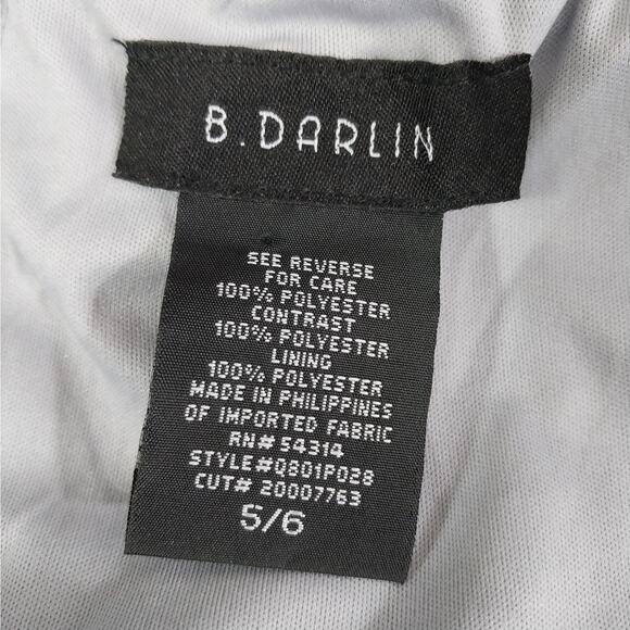 B. DARLIN! LUXE BLACK SATIN & SILVER SEQUINNED HALTER TIE BODICE DRESS! SZ 5/6 - Picture 9 of 11